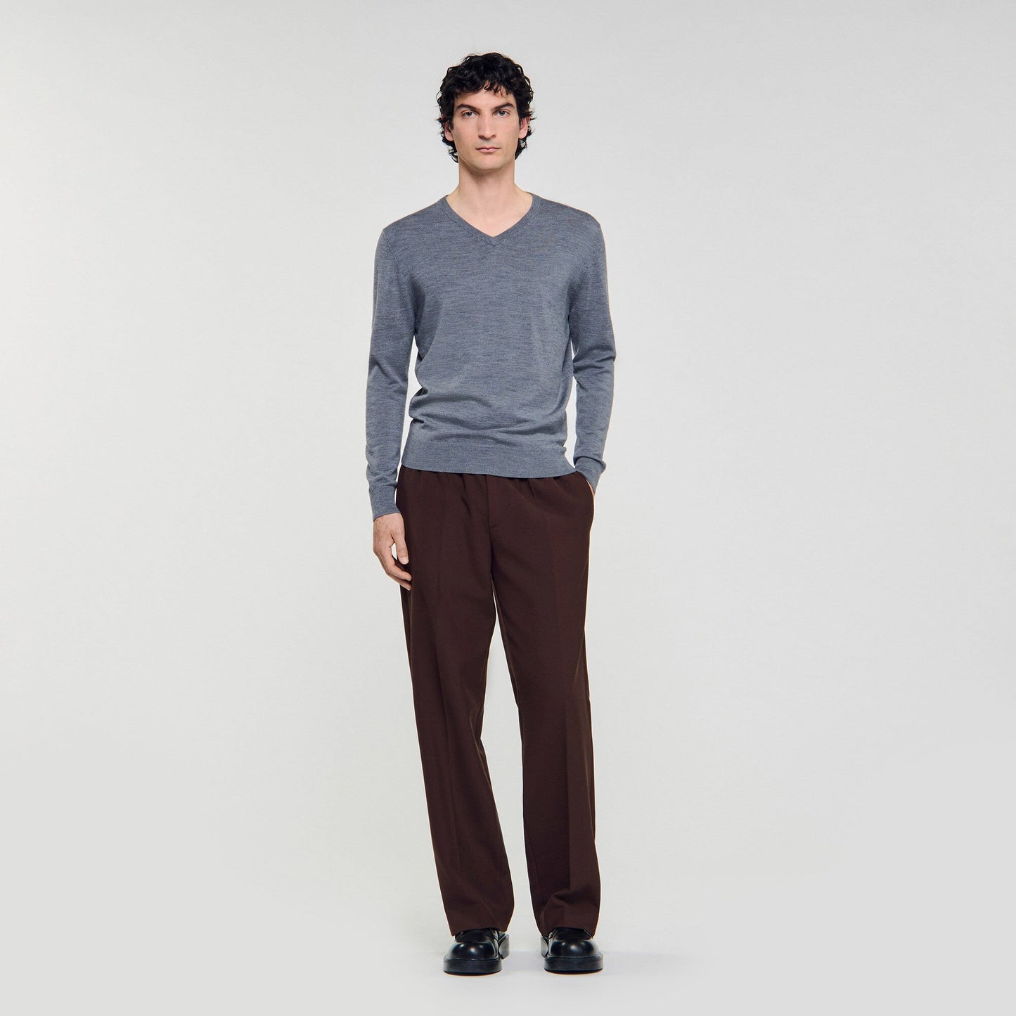 Sandro Fine wool sweater Light Grey Chine