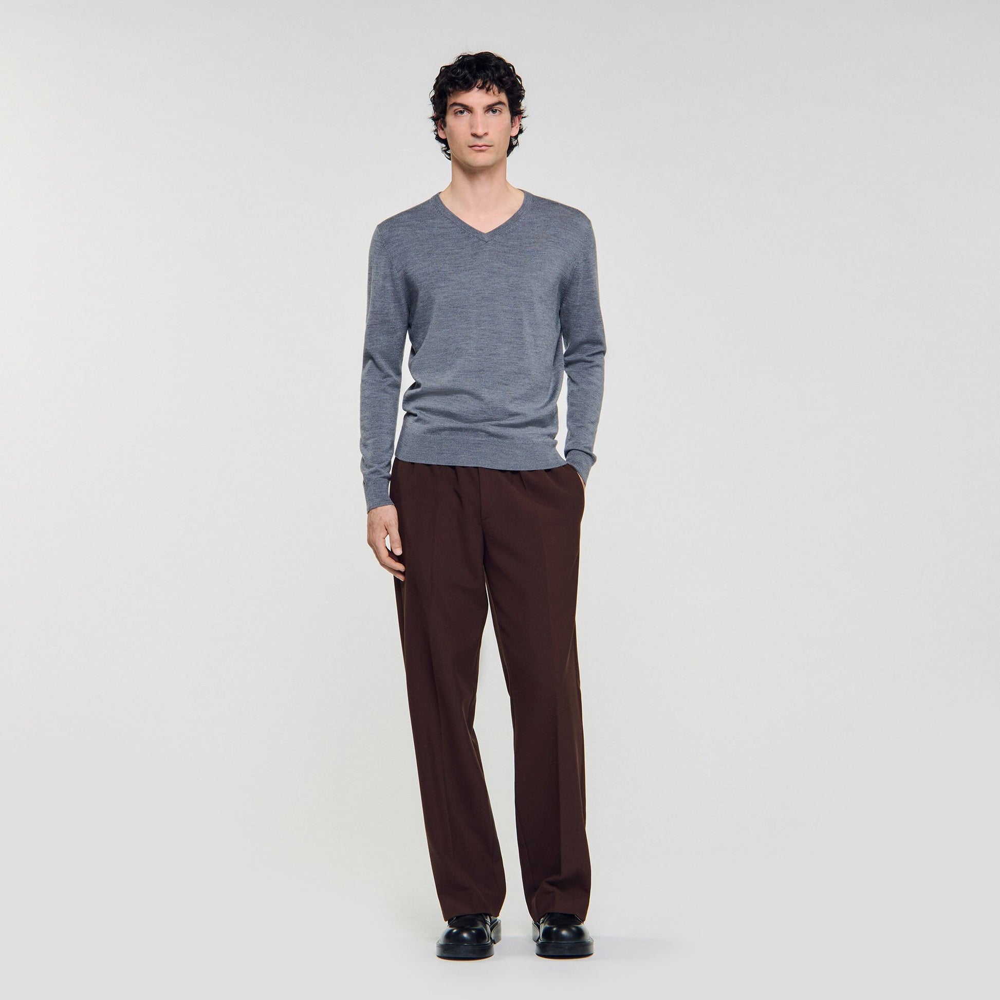 Sandro Fine wool sweater Light Grey Chine