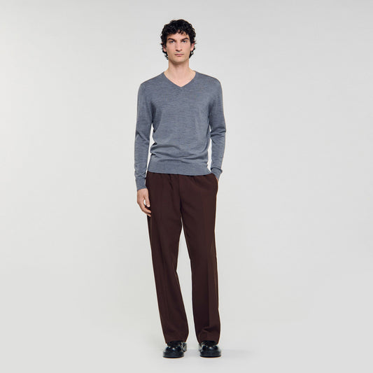 Sandro Fine wool sweater Light Grey Chine
