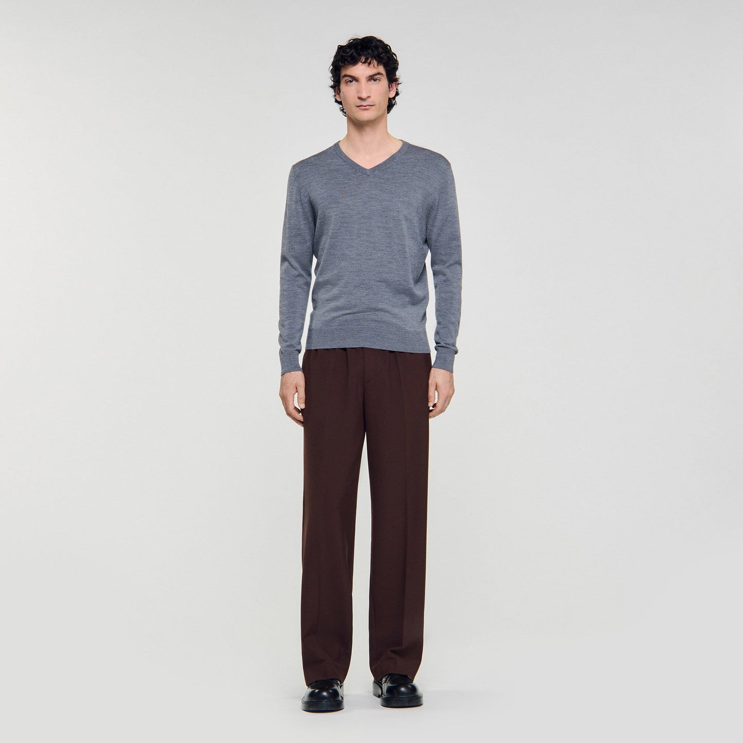 Sandro Fine wool sweater Light Grey Chine