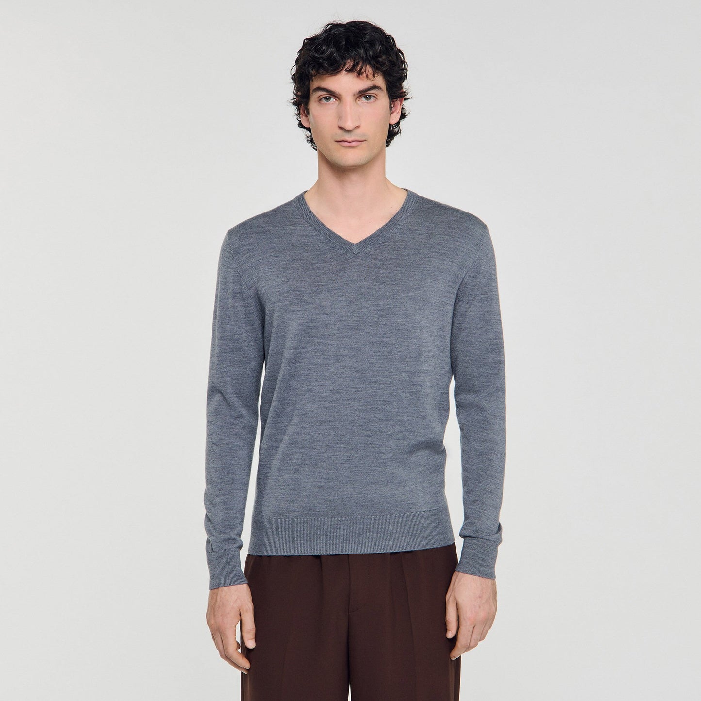 Sandro Fine wool sweater Light Grey Chine