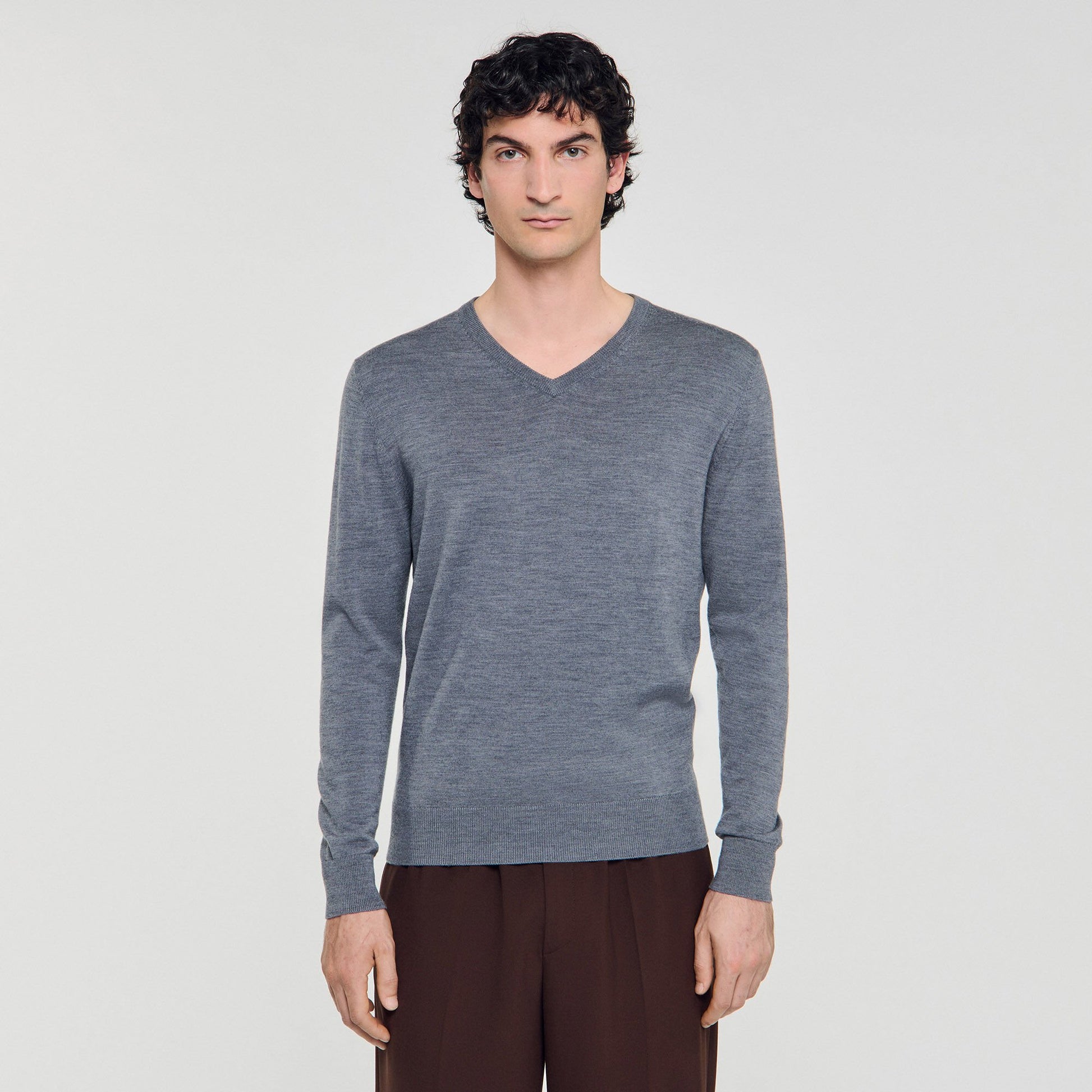 Sandro Fine wool sweater Light Grey Chine