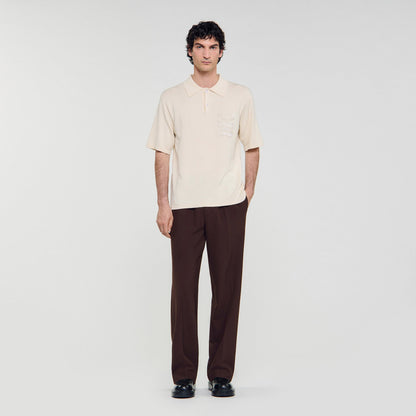 Sandro Polo with rope embroidery Butter Cream