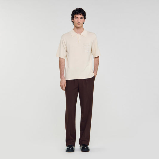 Sandro Polo with rope embroidery Butter Cream