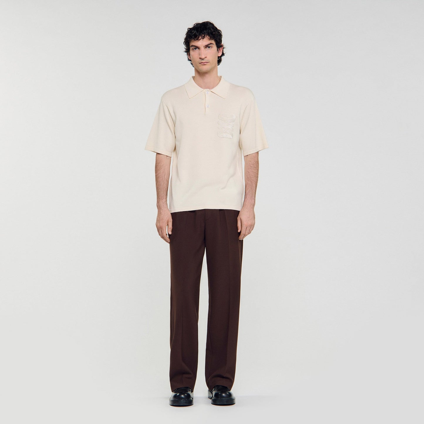 Sandro Polo with rope embroidery Butter Cream