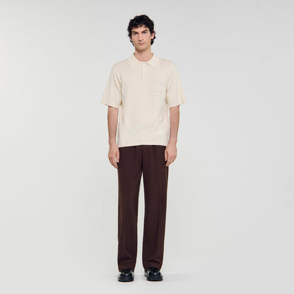 Sandro Polo with rope embroidery Butter Cream