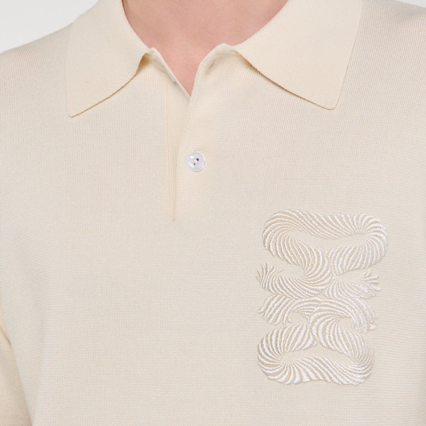 Sandro Polo with rope embroidery Butter Cream