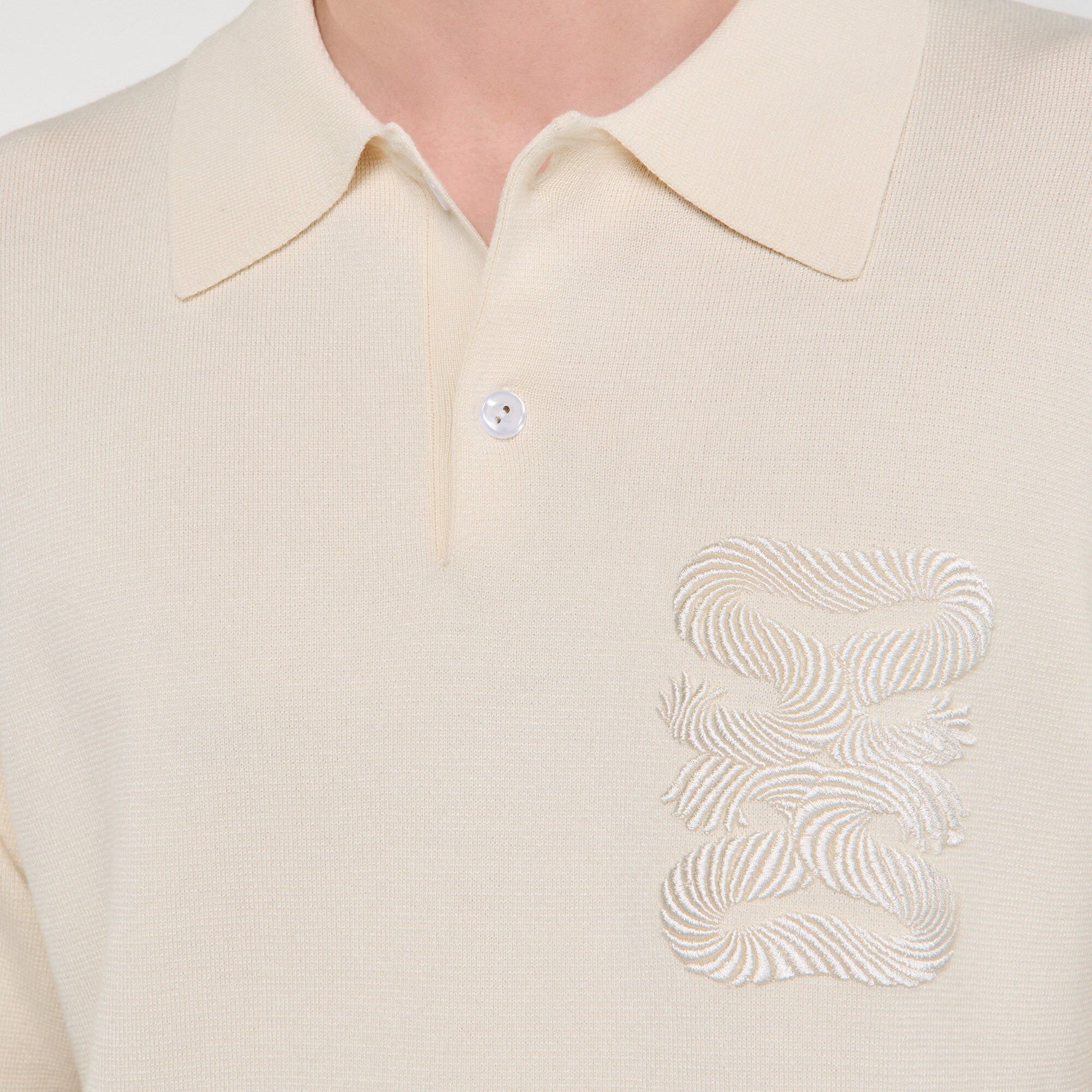 Sandro Polo with rope embroidery Butter Cream