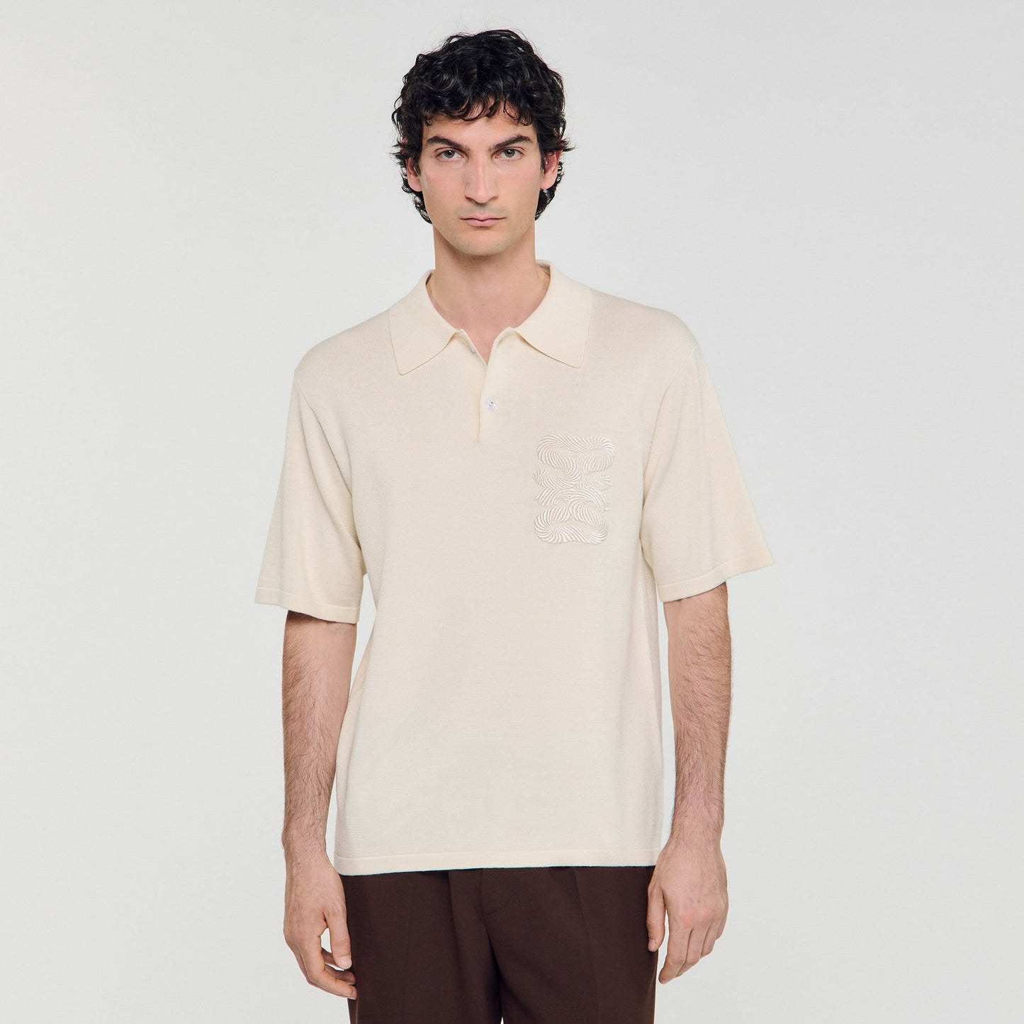 Sandro Polo with rope embroidery Butter Cream