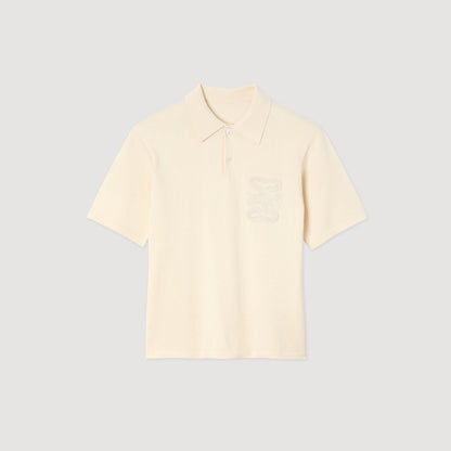 Sandro Polo with rope embroidery Butter Cream