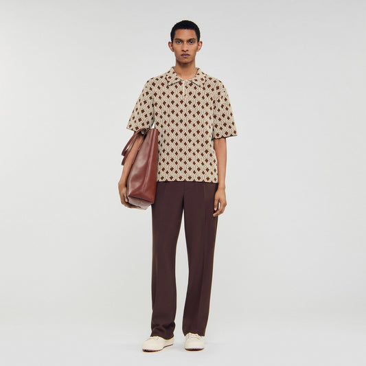 Sandro Rope jacquard cardigan shirt Butter Cream