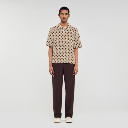 Sandro Rope jacquard cardigan shirt Butter Cream