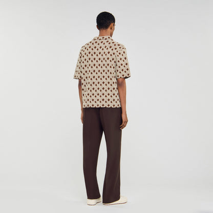 Sandro Rope jacquard cardigan shirt Butter Cream