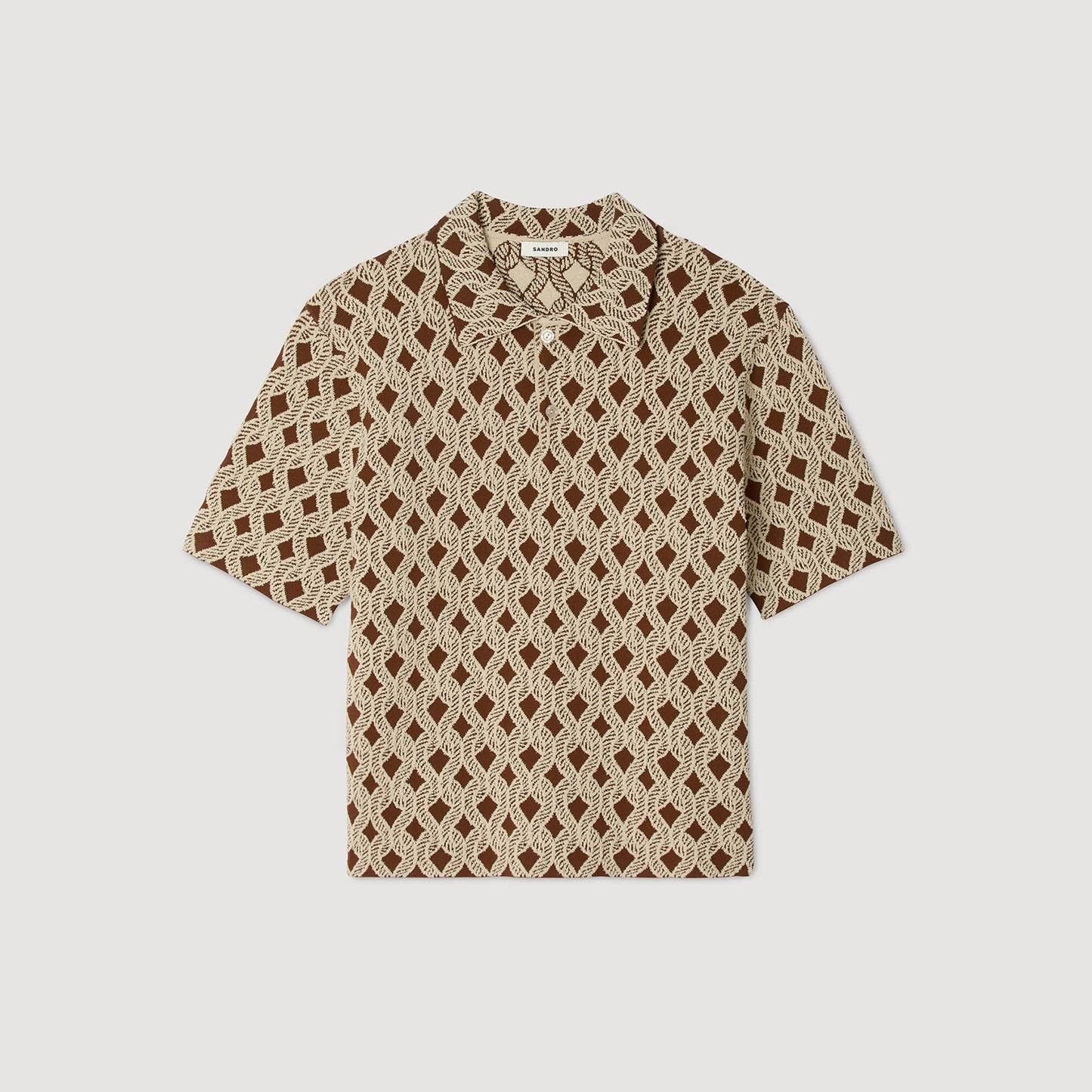 Sandro Rope jacquard cardigan shirt Butter Cream
