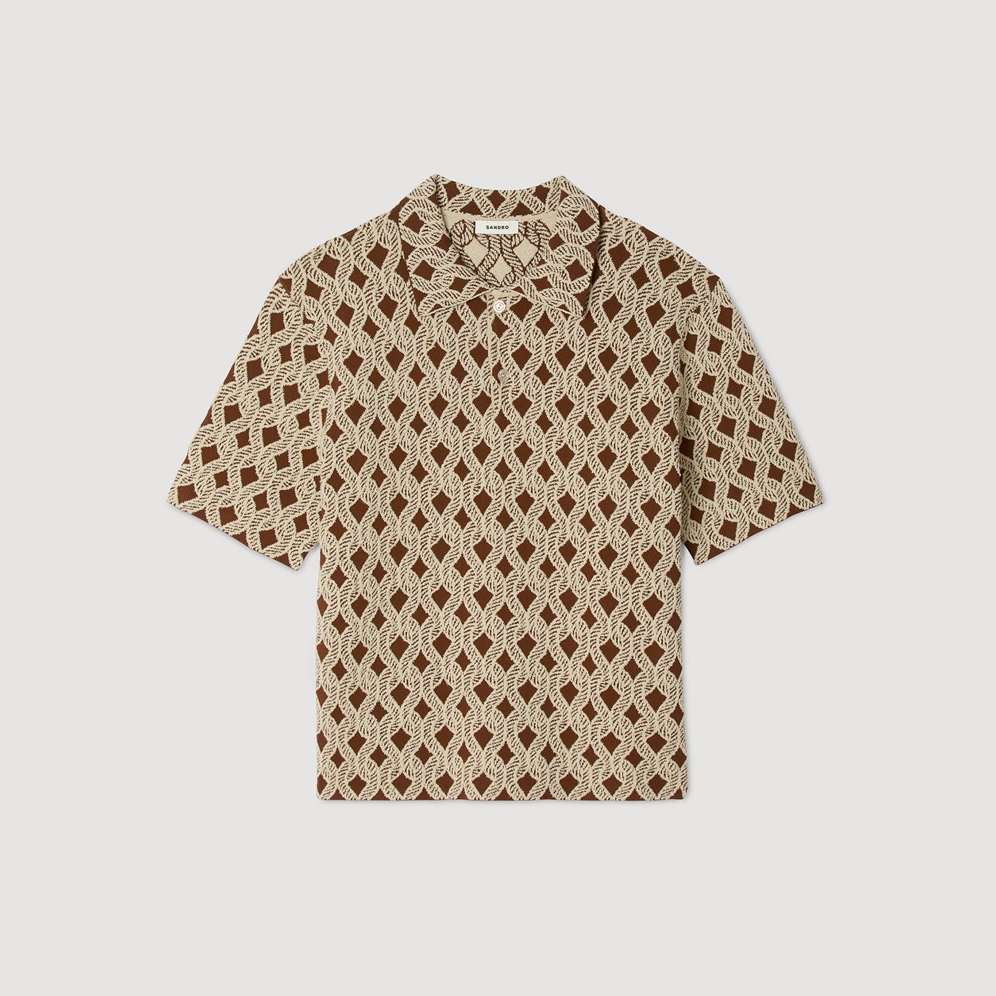 Sandro Rope jacquard cardigan shirt Butter Cream