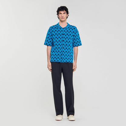 Sandro Rope jacquard cardigan shirt Turquoise