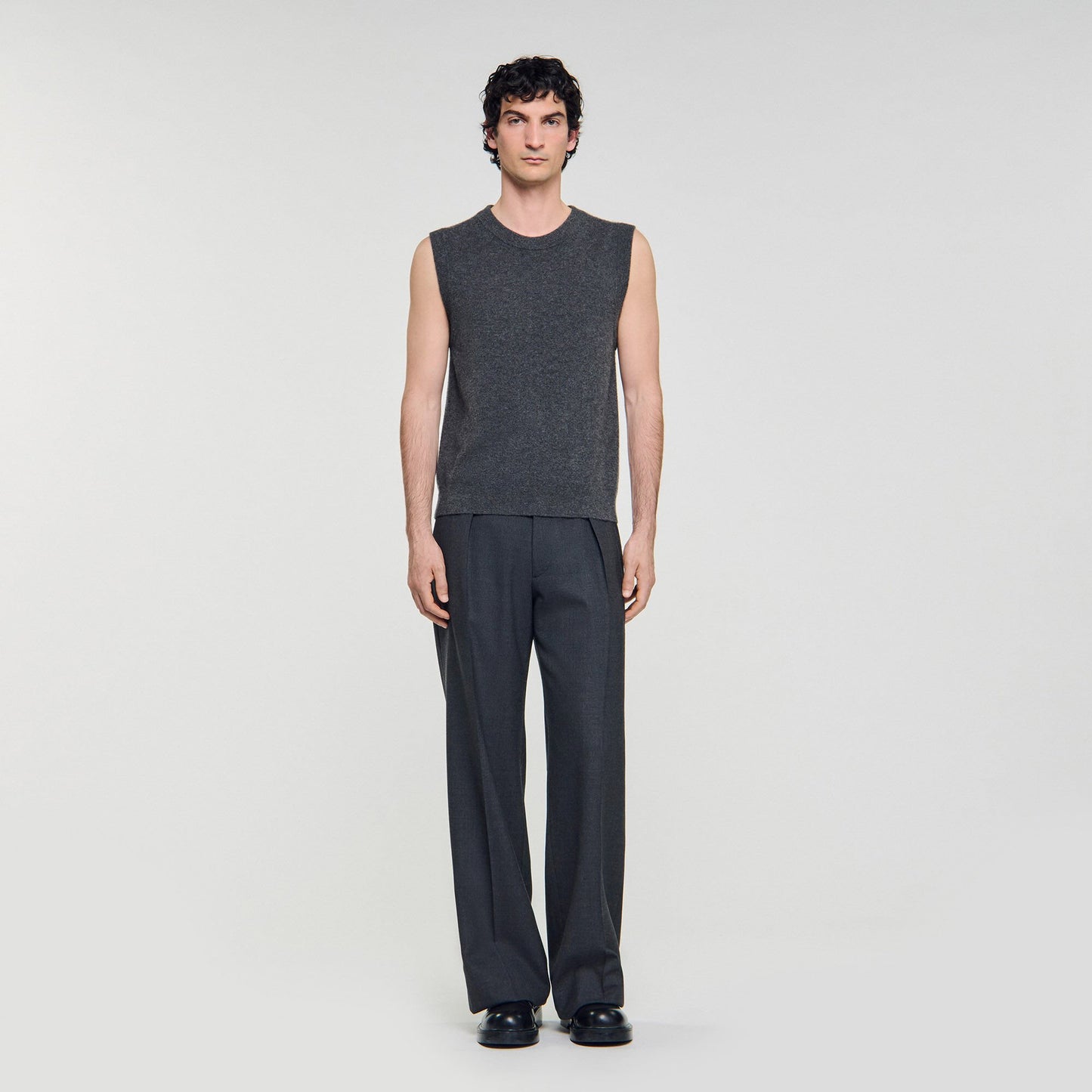 Sandro Cashmere sweater vest Heather Charcoal