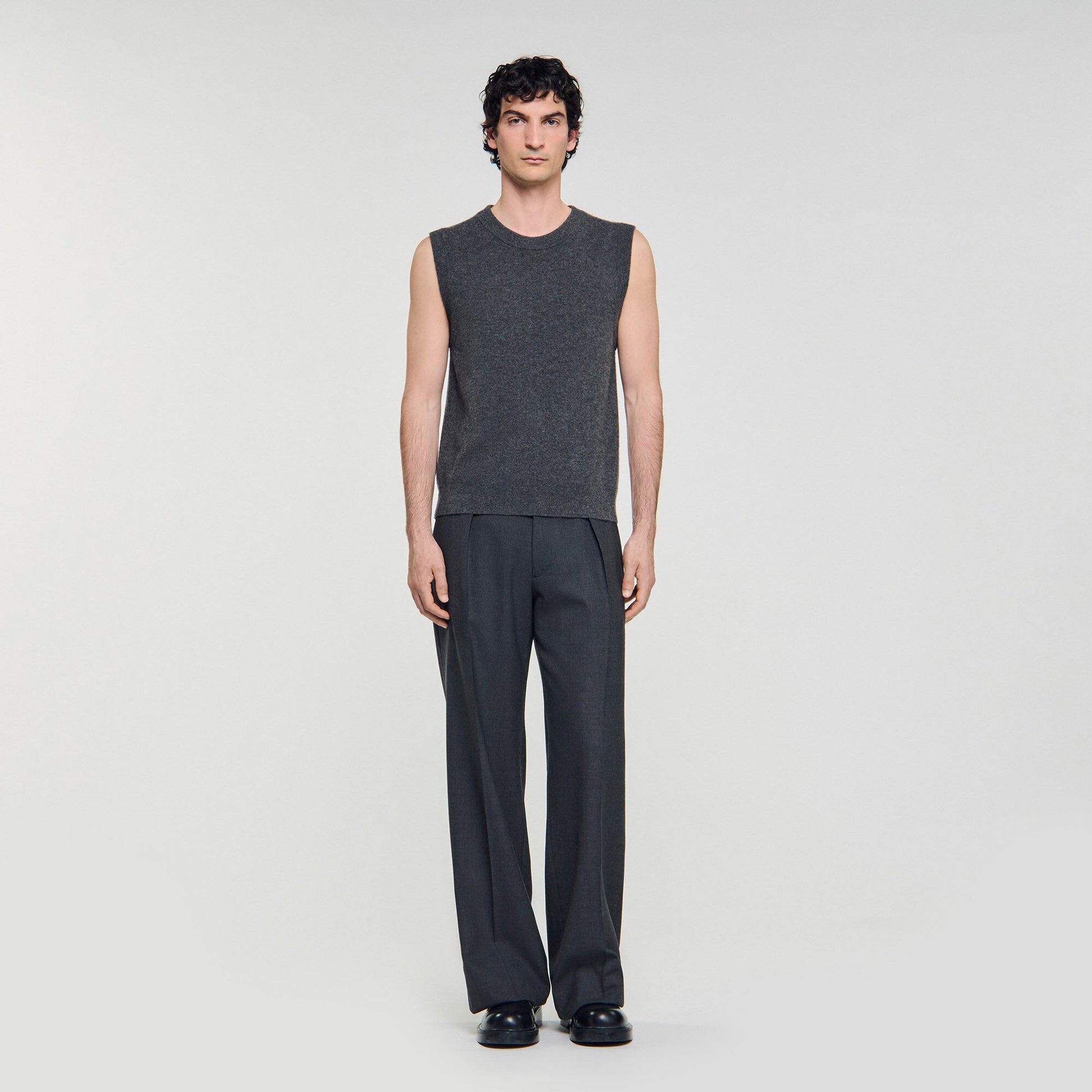 Sandro Cashmere sweater vest Heather Charcoal