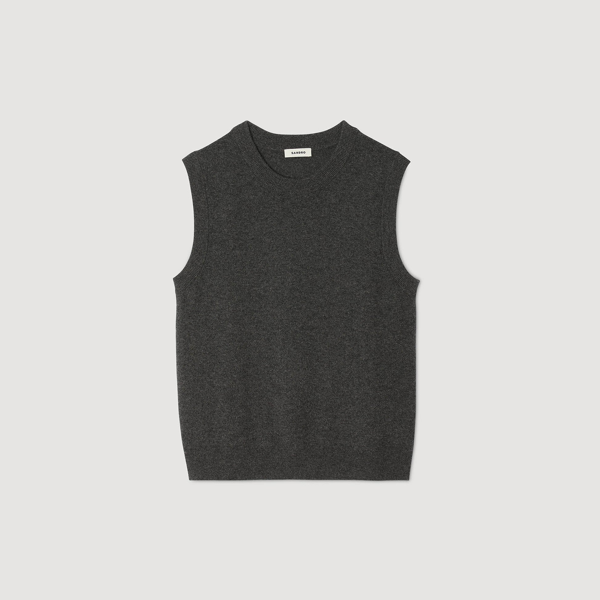 Sandro Cashmere sweater vest Heather Charcoal