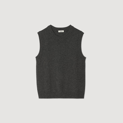Sandro Cashmere sweater vest Heather Charcoal