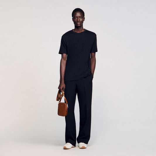 Sandro Certified linen T-shirt Black