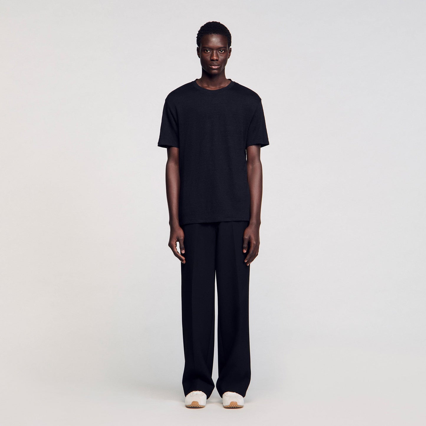 Sandro Certified linen T-shirt Black