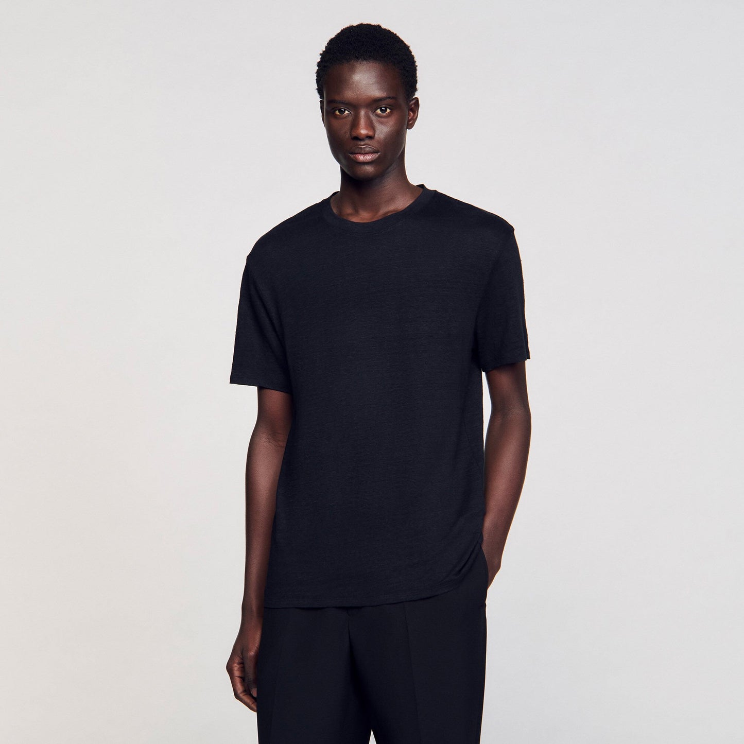 Sandro Certified linen T-shirt Black