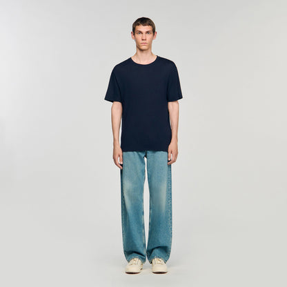 Sandro Certified linen T-shirt Navy Blue