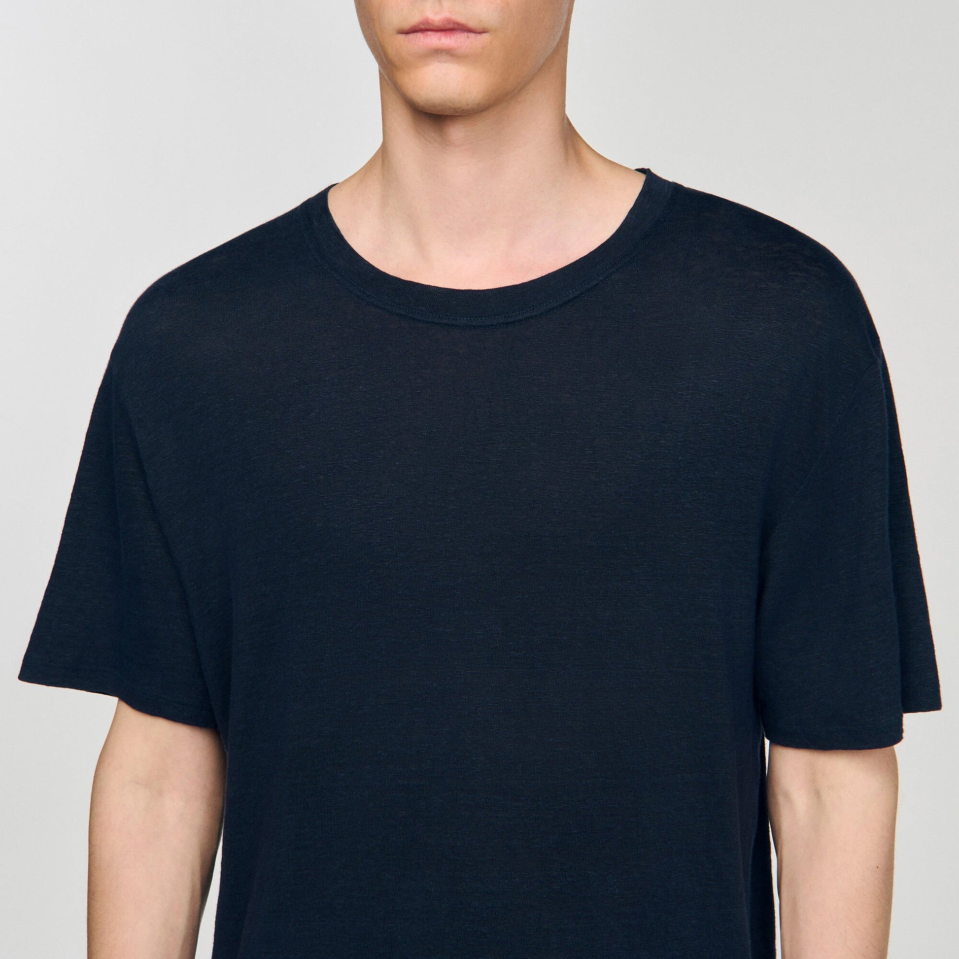 Sandro Certified linen T-shirt Navy Blue