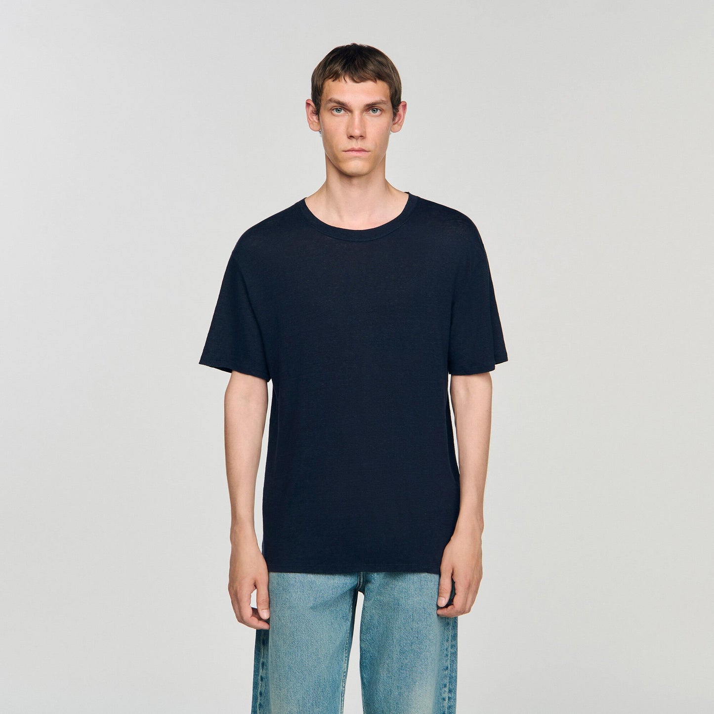 Sandro Certified linen T-shirt Navy Blue