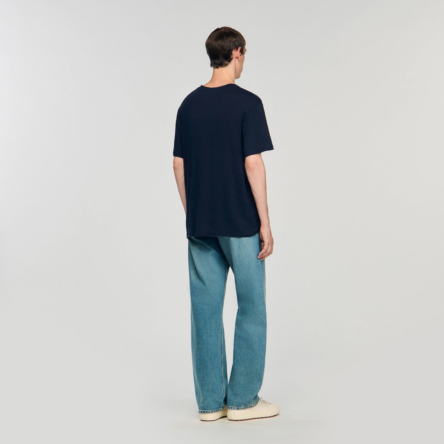 Sandro Certified linen T-shirt Navy Blue