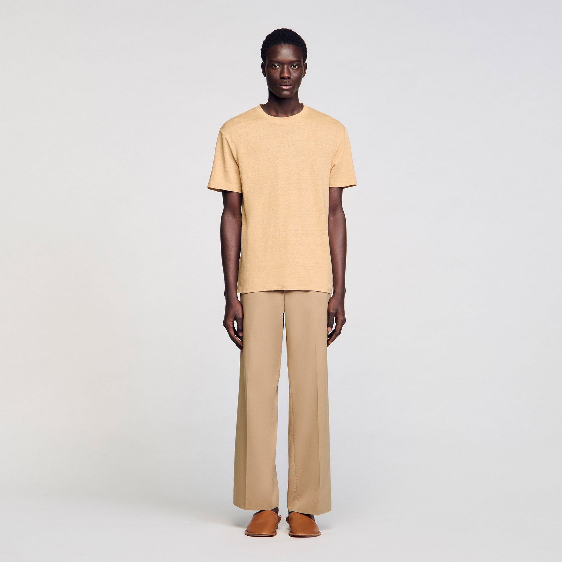 Sandro Linen T-shirt Nut