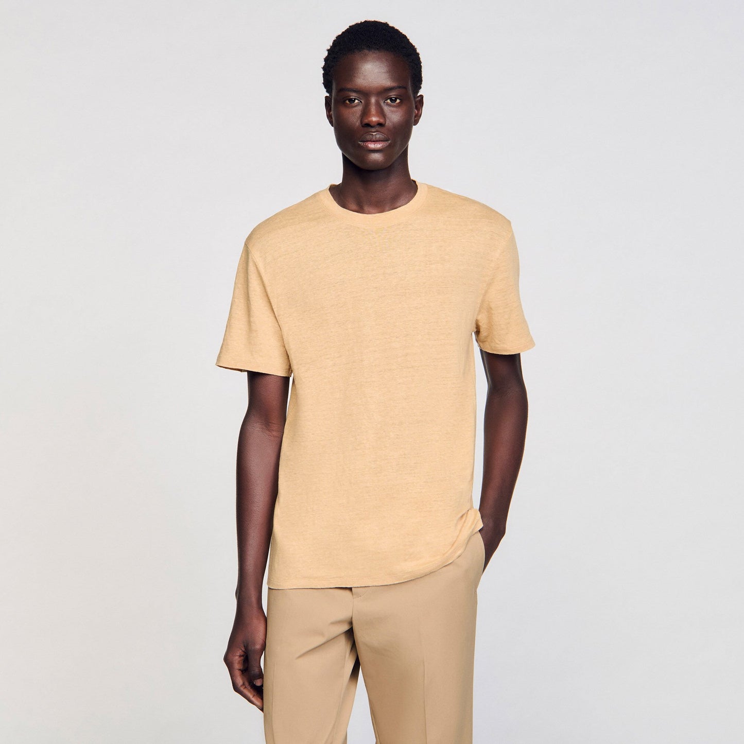Sandro Linen T-shirt Nut
