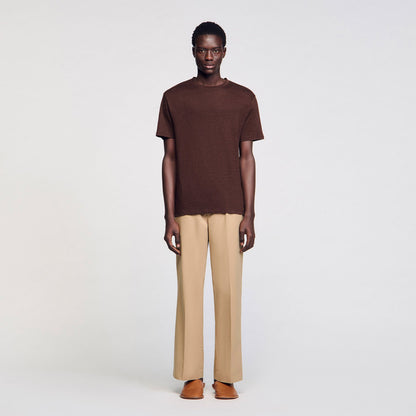 Sandro Certified linen T-shirt Moka.