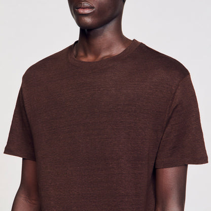 Sandro Certified linen T-shirt Moka.