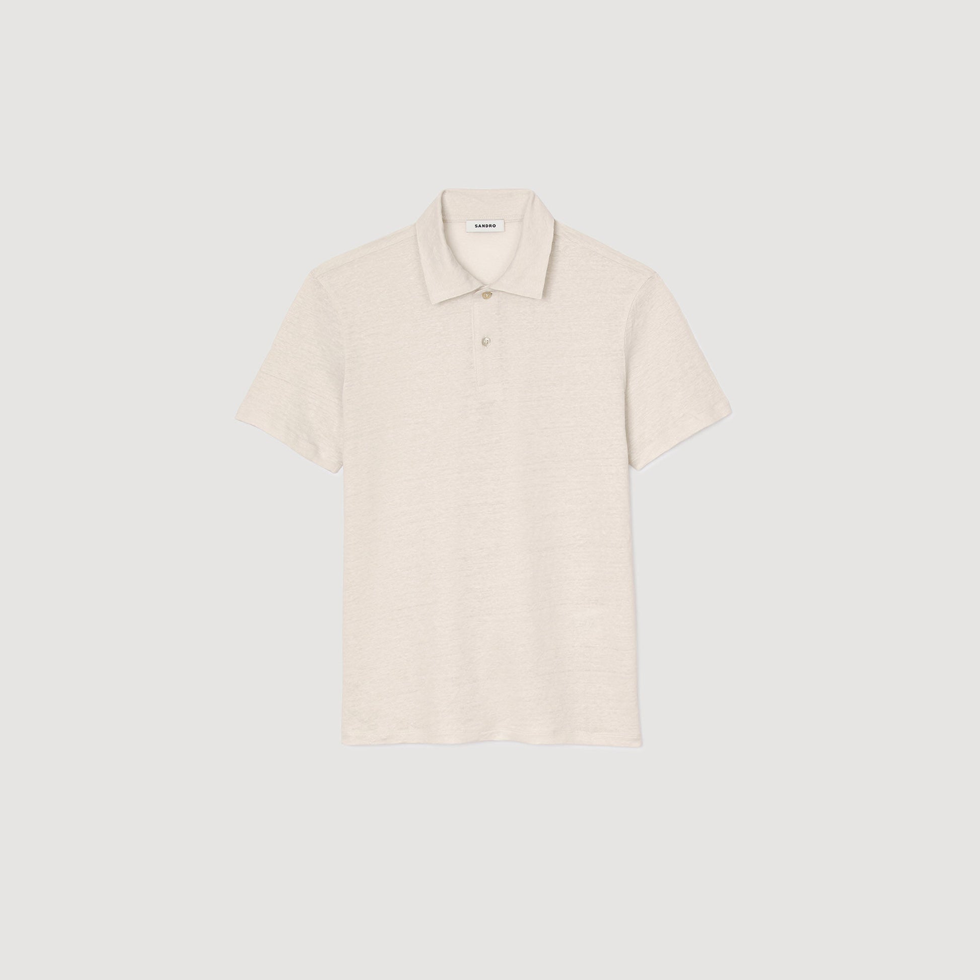Sandro Linen polo shirt Ivory.