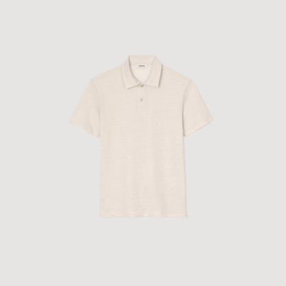 Sandro Linen polo shirt Ivory.