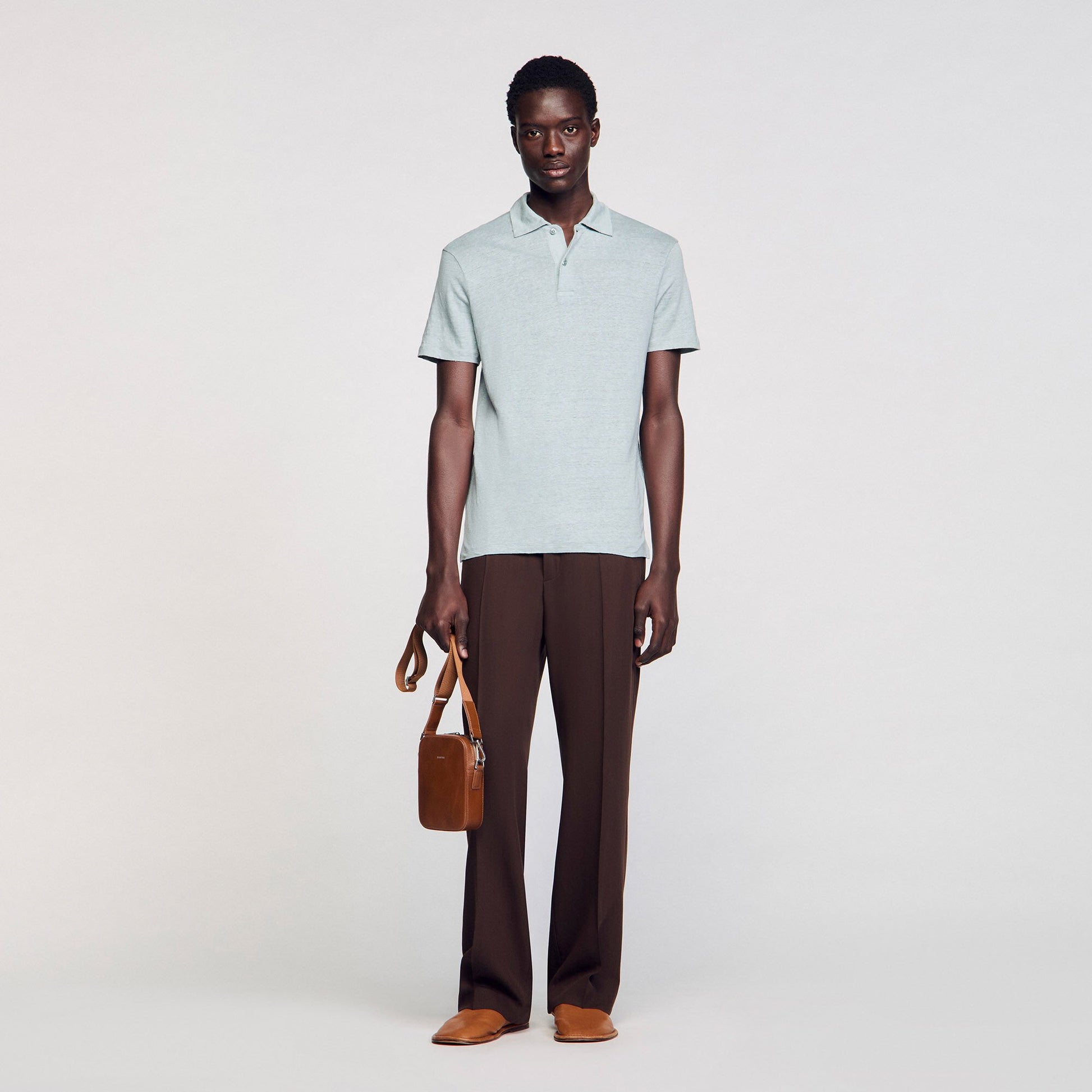 Sandro Linen polo shirt Chambray