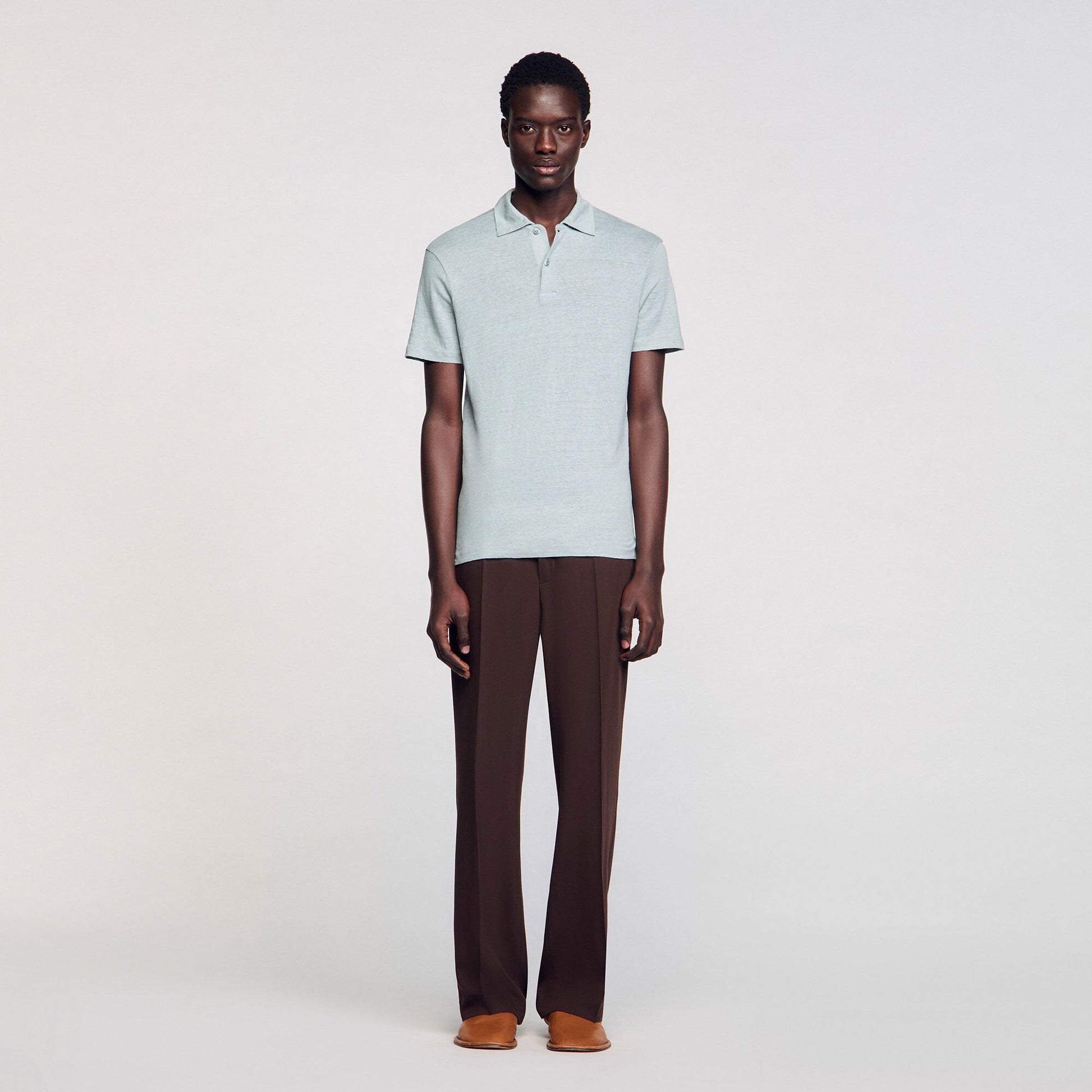 Sandro Linen polo shirt Chambray