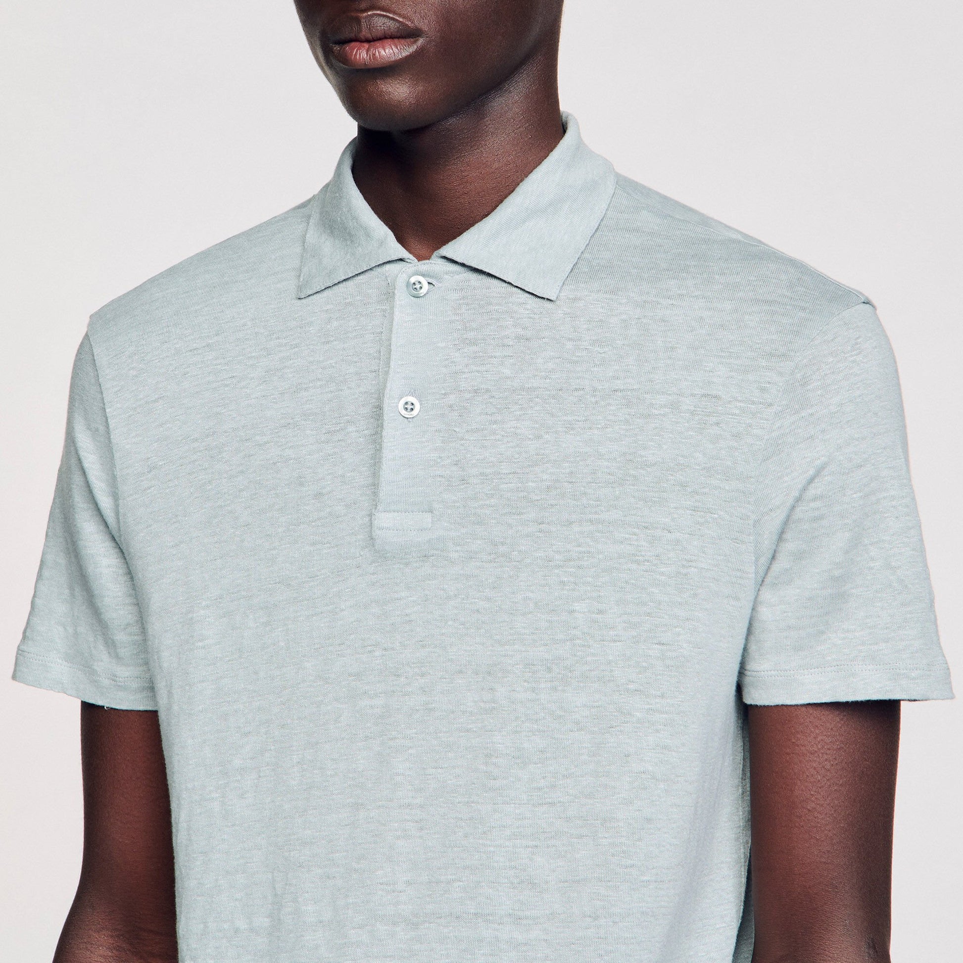 Sandro Linen polo shirt Chambray