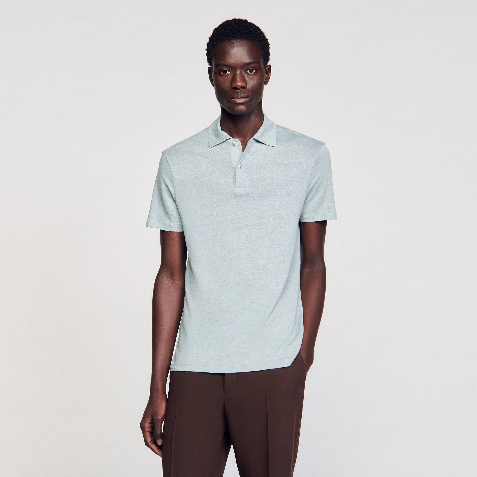 Sandro Linen polo shirt Chambray