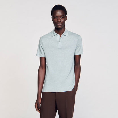 Sandro Linen polo shirt Chambray