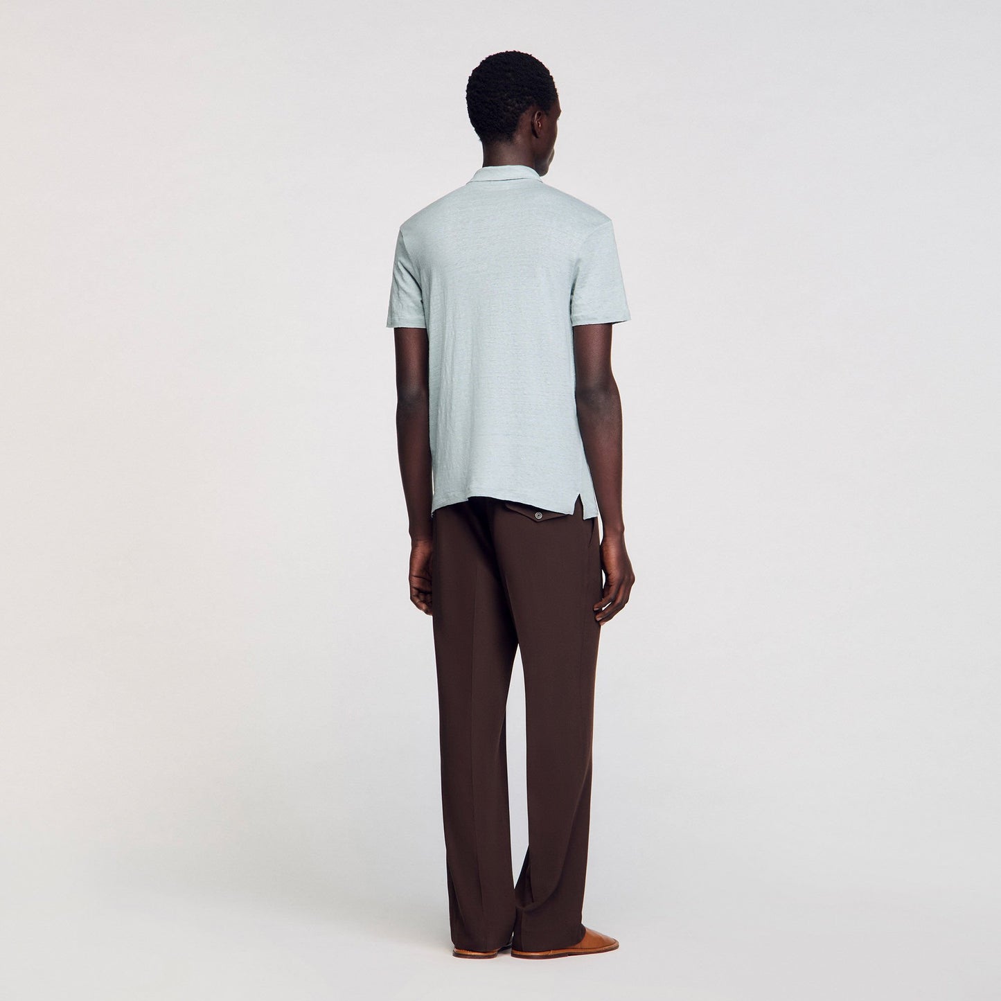 Sandro Linen polo shirt Chambray