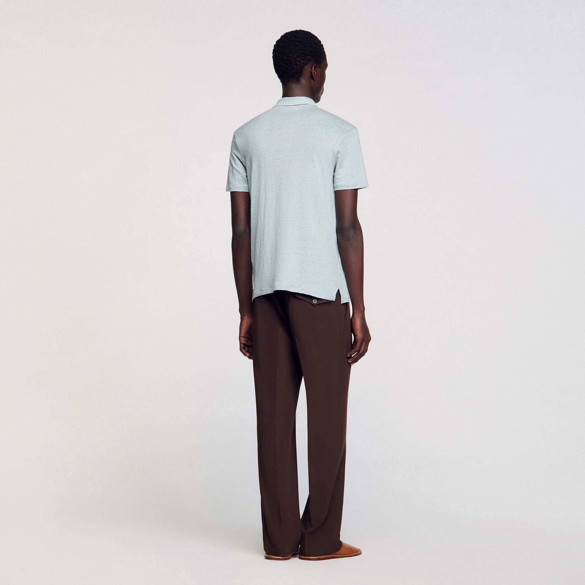 Sandro Linen polo shirt Chambray