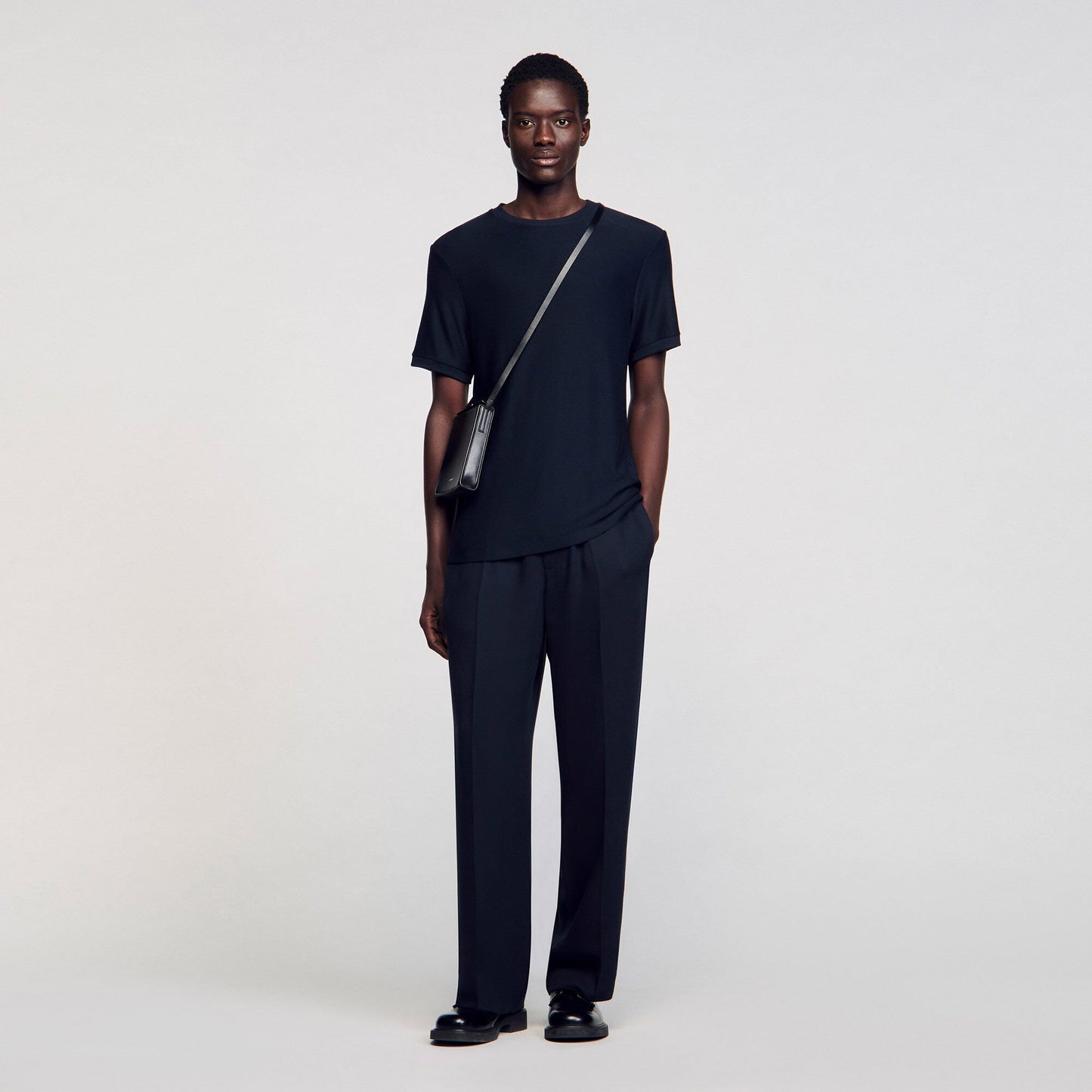 Sandro Mock neck T-shirt Midnight Blue