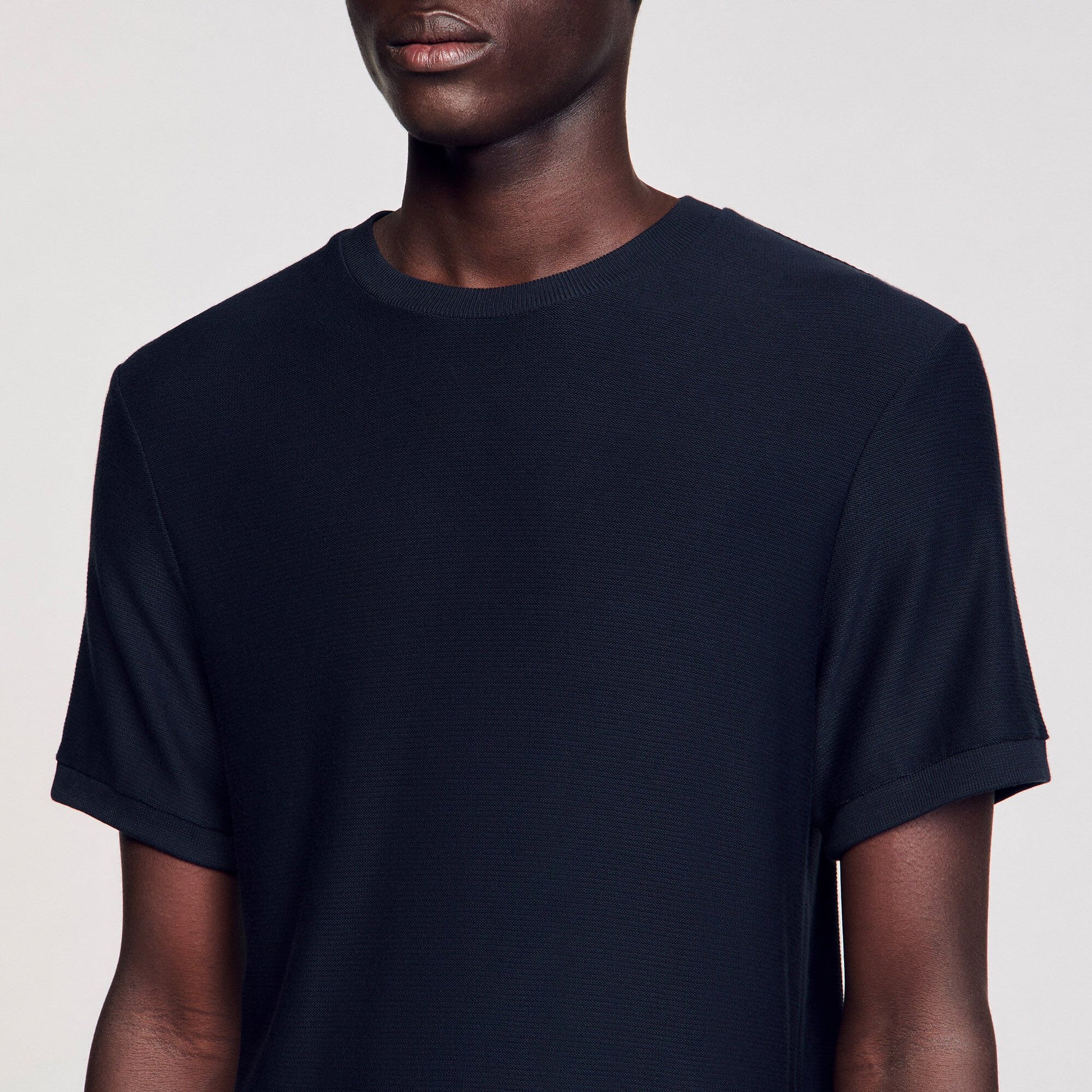 Sandro Mock neck T-shirt Midnight Blue