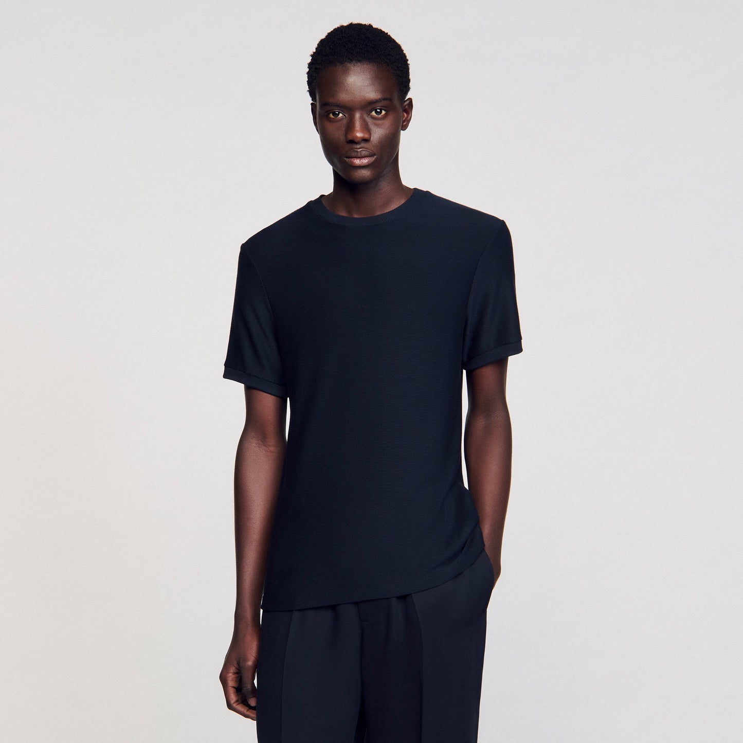 Sandro Mock neck T-shirt Midnight Blue