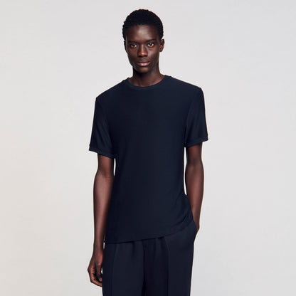 Sandro Mock neck T-shirt Midnight Blue