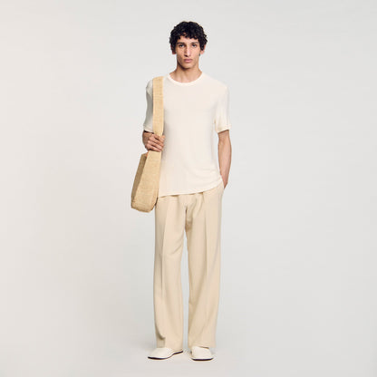 Sandro Mock neck T-shirt Ivory.