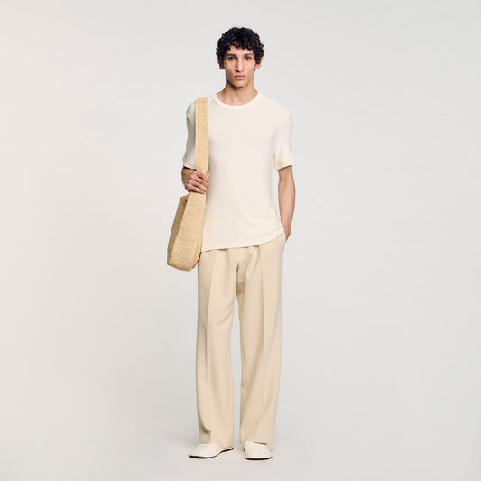 Sandro Mock neck T-shirt Ivory.